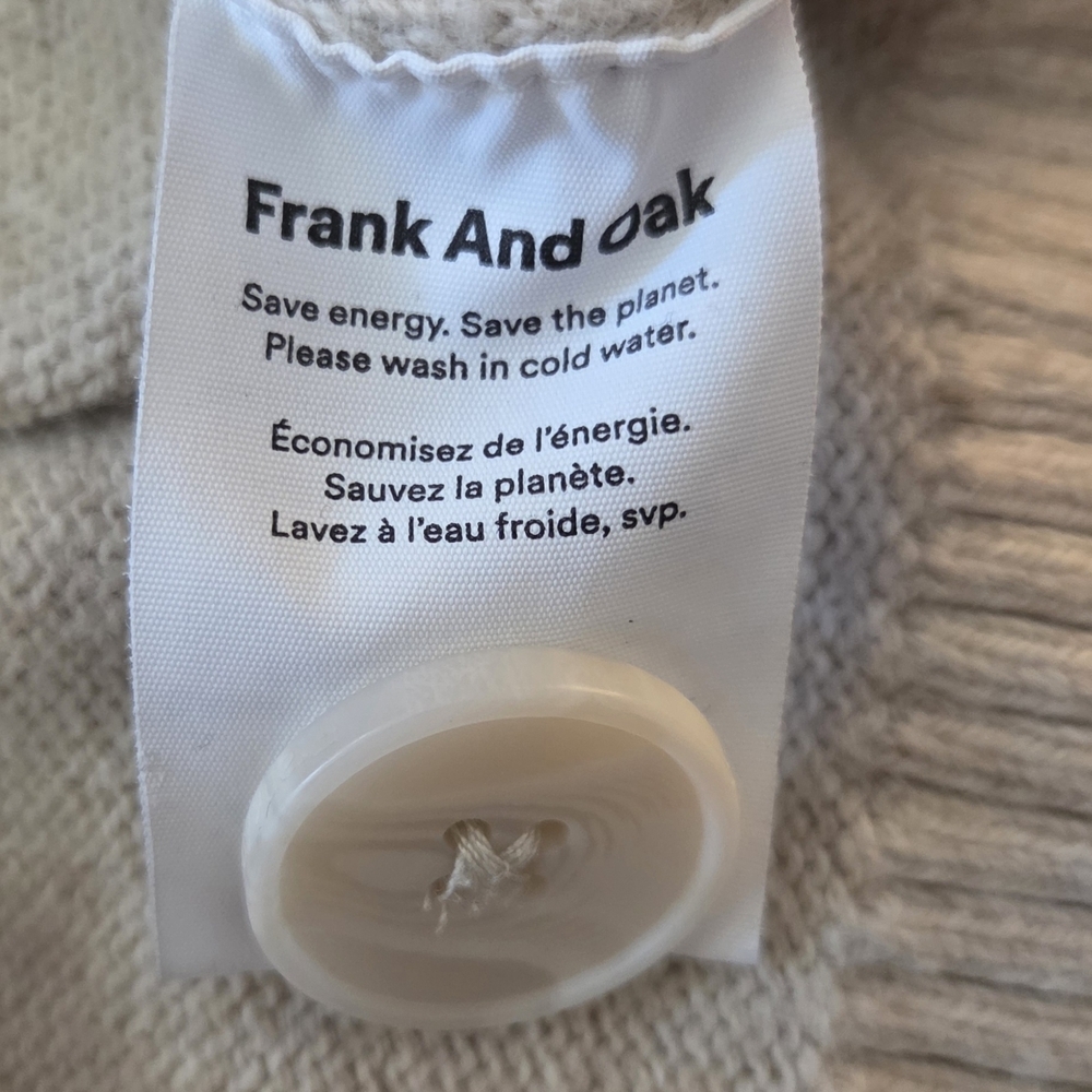 Frank & Oak Cream Button-Up Cardigan With Wide Sleeves Size Small - Picture 7 of 7